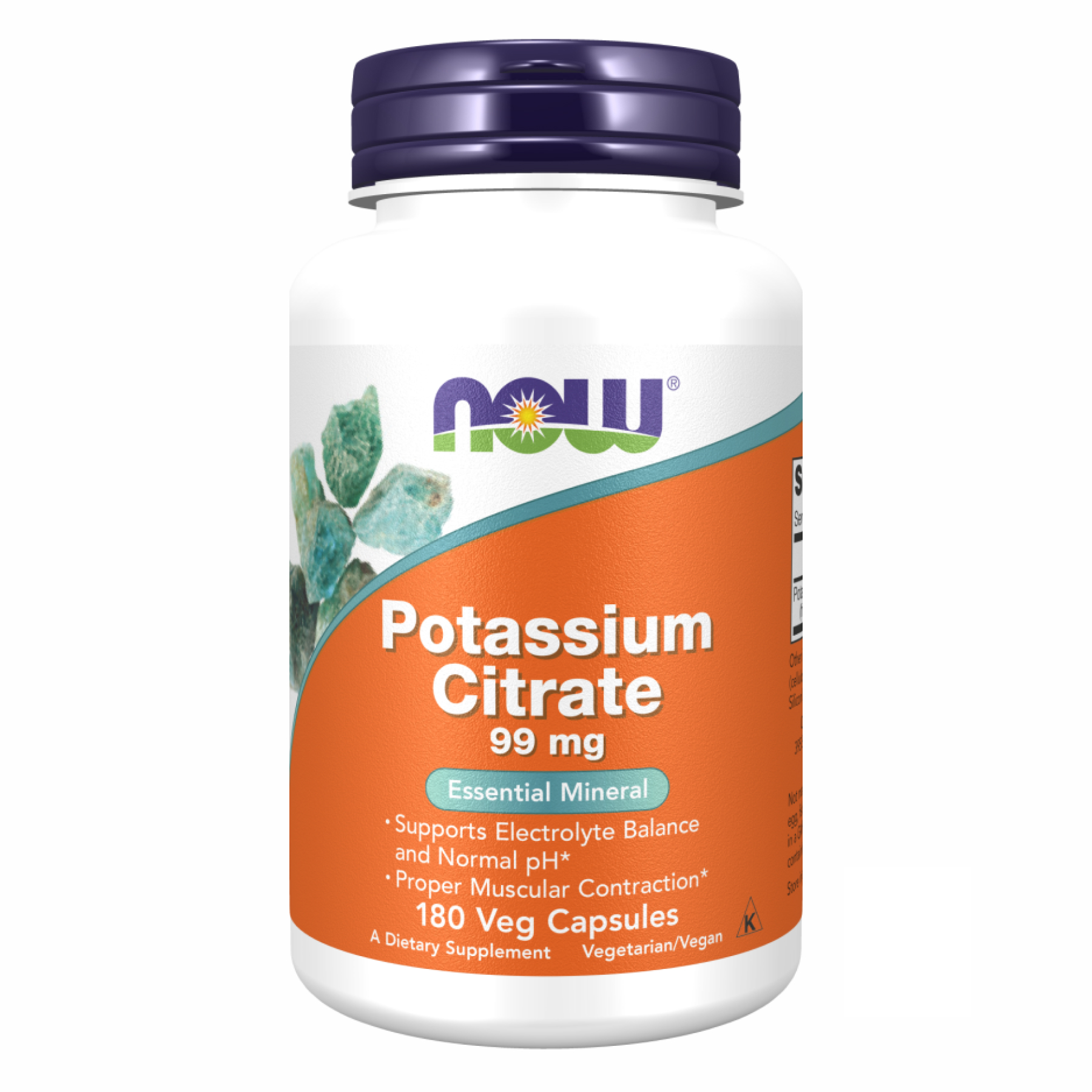Калій цитрат, Now Foods Potassium Citrate, 99 мг, 180 вегетаріанських капсул