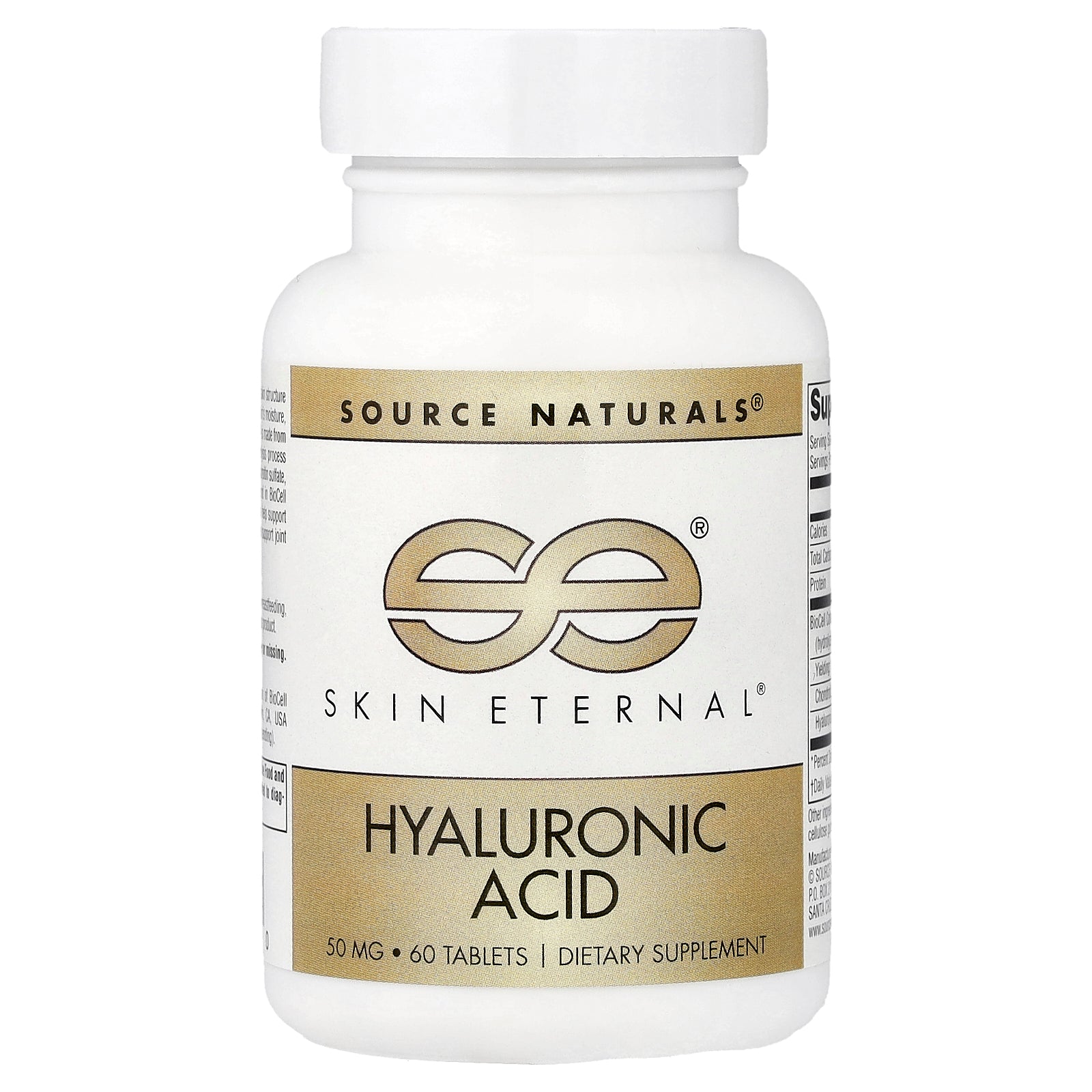 Гіалуронова кислота, Source Naturals Skin Eternal, 50 мг, 60 таблеток