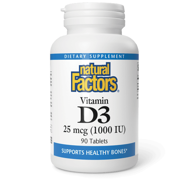 Вітамін D3, Natural Factors Vitamin D3, 1000 МО, 90 таблеток