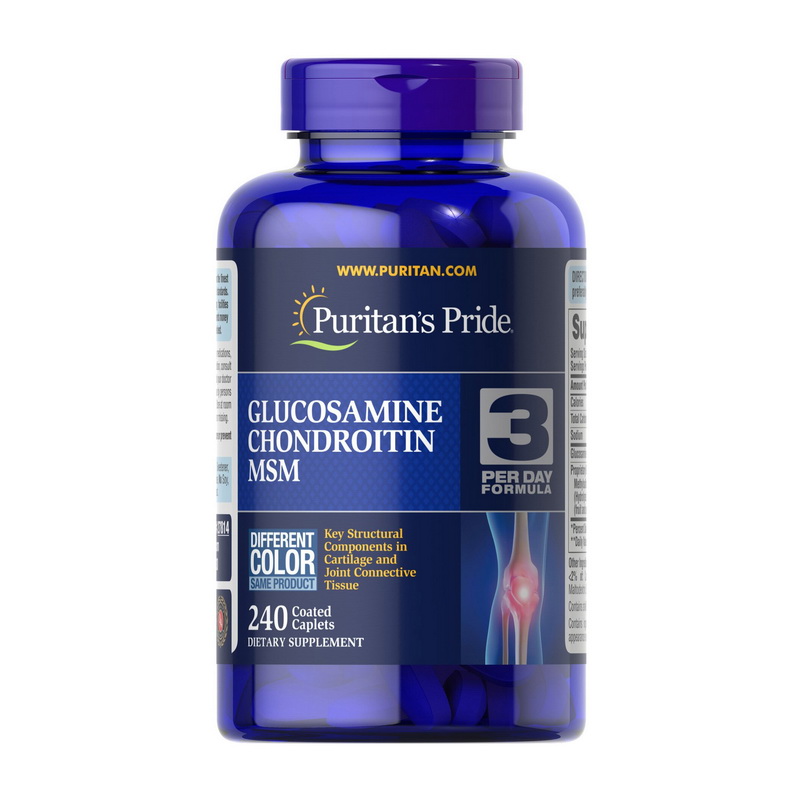 Глюкозамін, хондроїтин та МСМ, Puritan's Pride Double Strength Glucosamine, Chondroitin & MSM, 240 таблеток