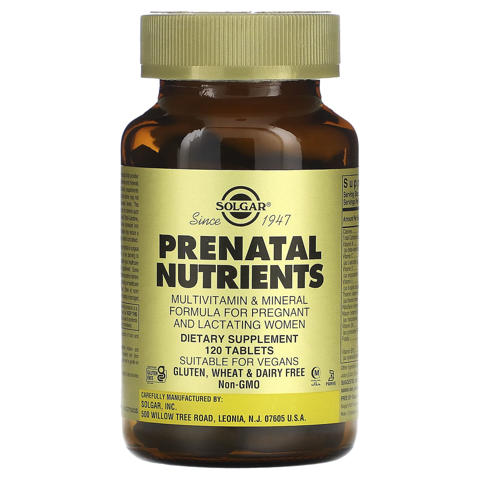 Мультивітаміни та мінерали для вагітних, Solgar Prenatal Nutrients, 120 таблеток