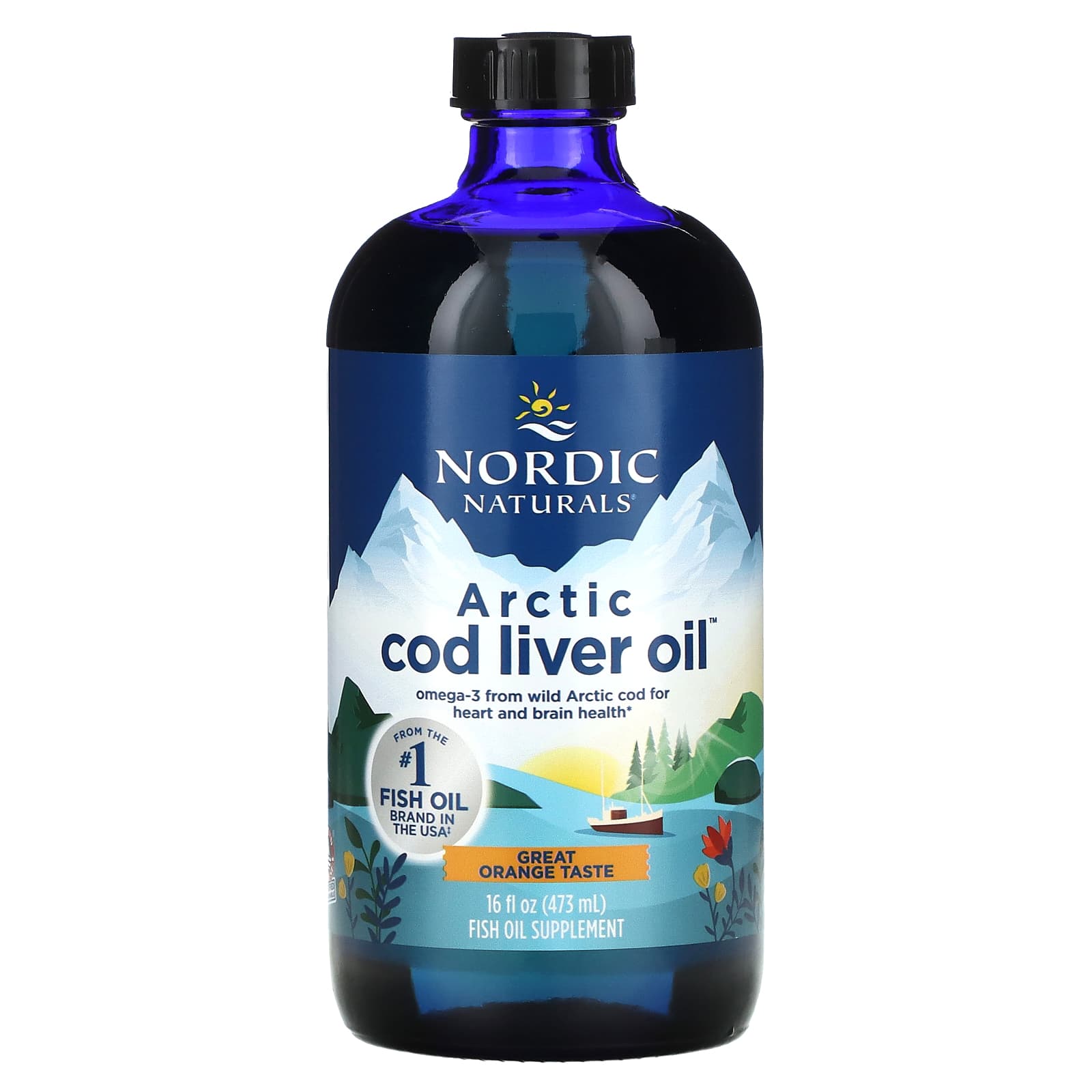 Риб'ячий жир з печінки арктичної тріски, Nordic Naturals Arctic Cod Liver Oil, 473 мл (Апельсин)