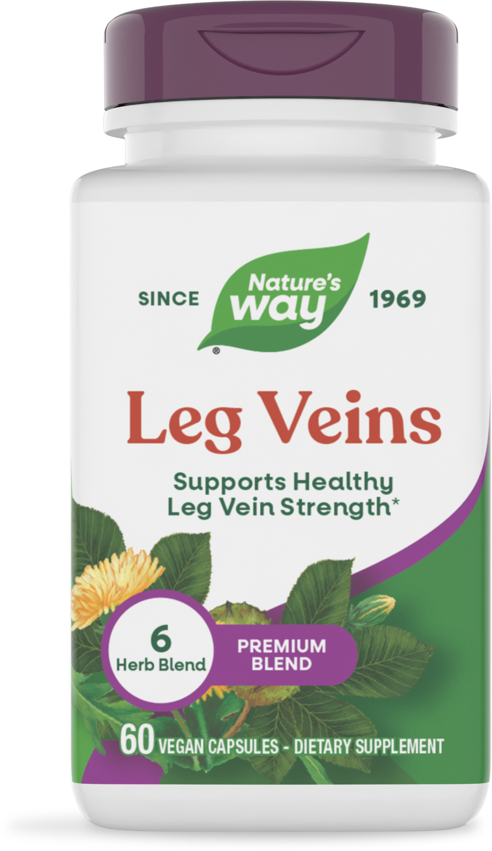 Підтримка здоров'я вен, Nature's Way Leg Veins Premium Blend, 60 вегетаріанських капсул