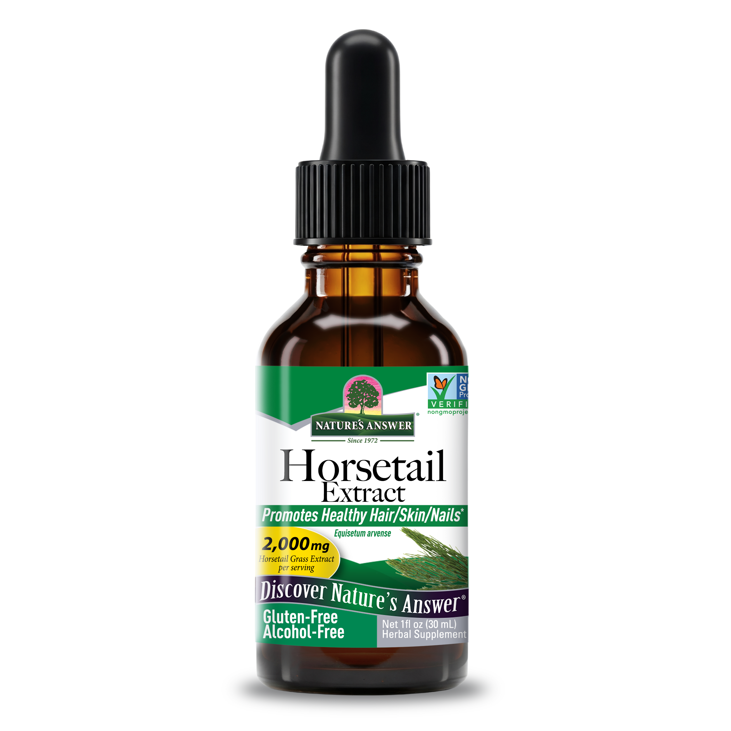 Екстракт хвоща польового без спирту, Nature's Answer Horsetail Extract, 2000 мг, 30 мл