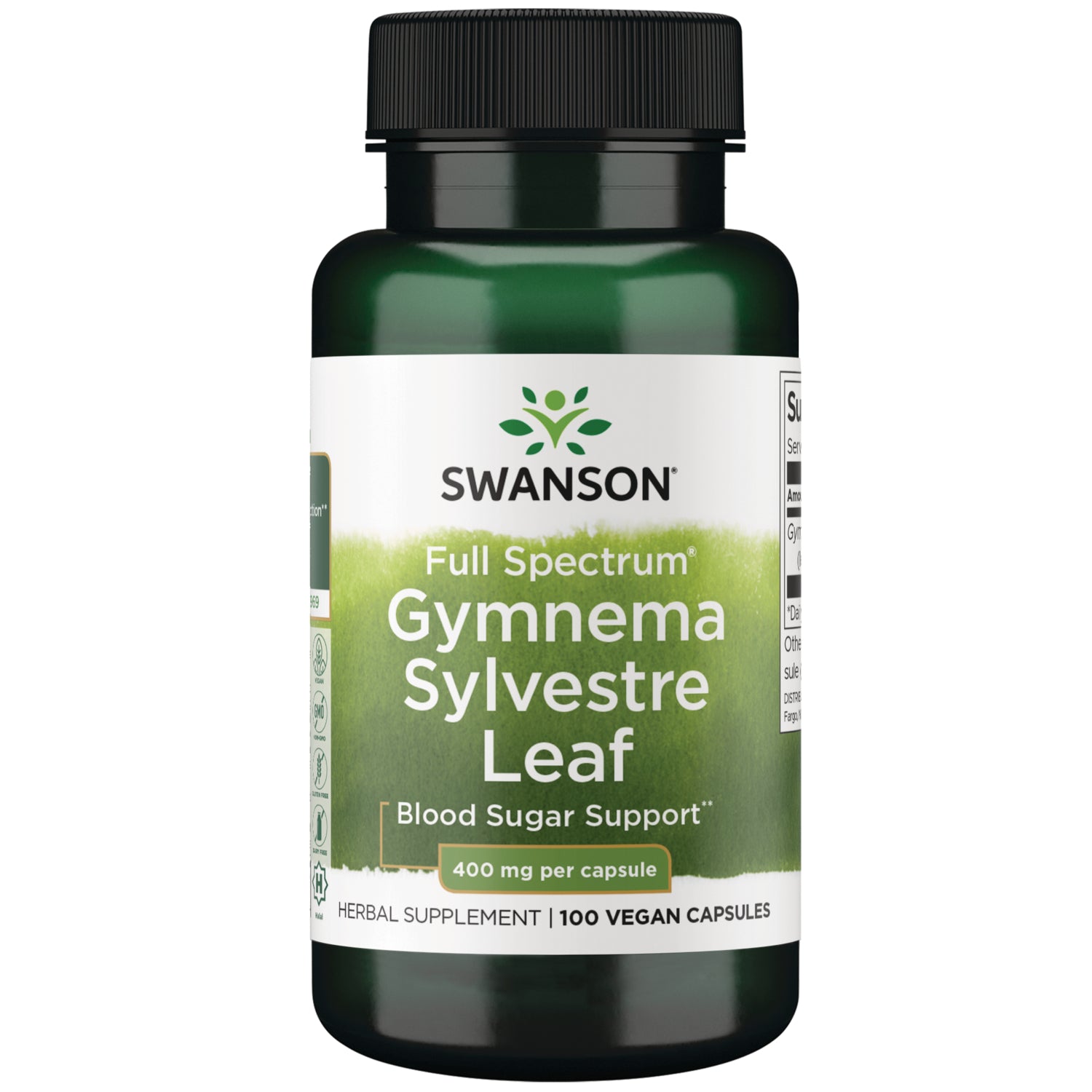 Джимнема Сільвестра, Swanson Full Spectrum Gymnema Sylvestre Leaf, 400 мг, 100 вегетаріанських капсул