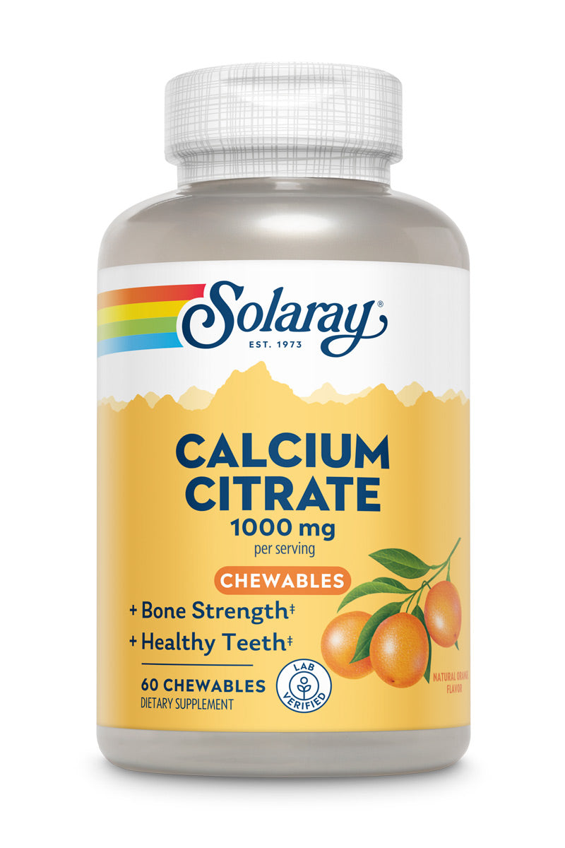 Цитрат кальцію, Solaray Calcium Citrate, 1000 мг, 60 жувальних таблеток (апельсин)