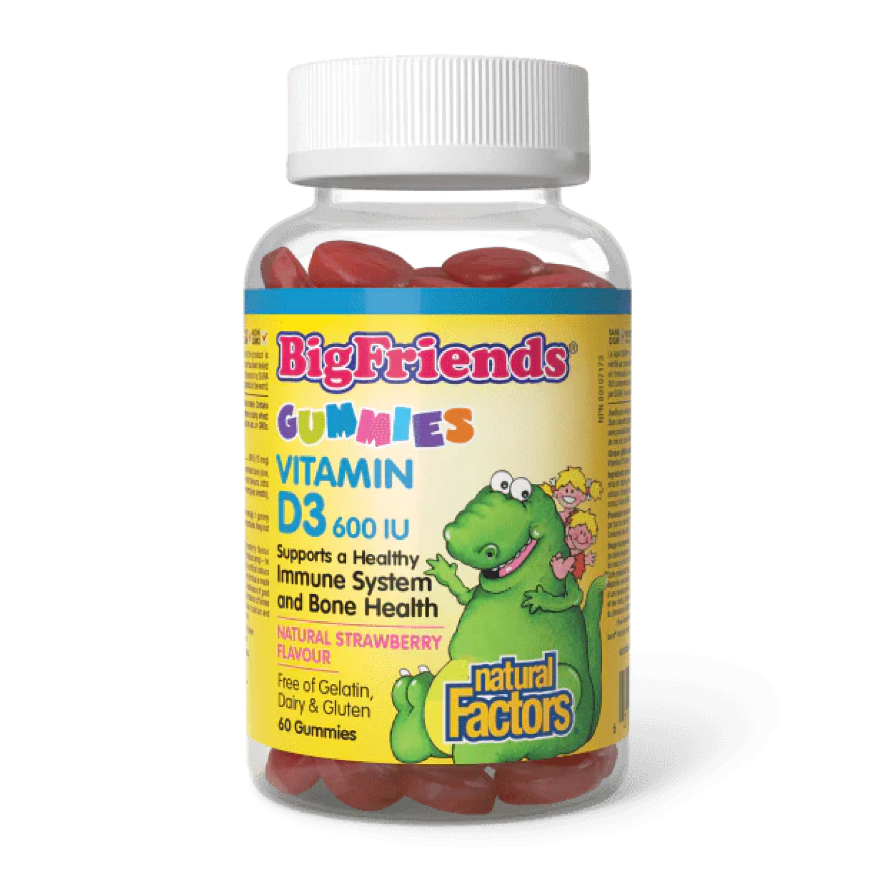 Вітамін D3 для дітей, Natural Factors BigFriends Vitamin D3 Gummies, 600 МО, 60 жувальних цукерок