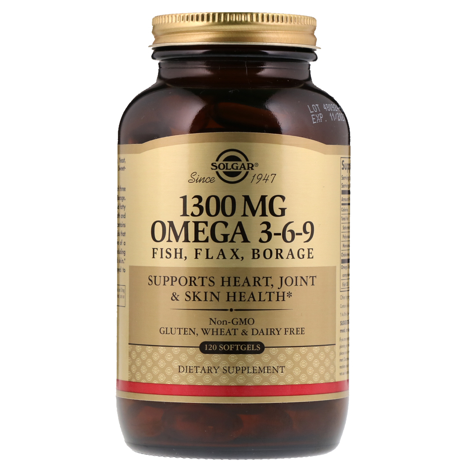 Омега 3-6-9, Solgar Omega 3-6-9, 1300 мг, 120 м'яких капсул