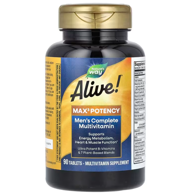 Мультивітаміни для чоловіків, Nature's Way Alive! Max3 Potency Men's Complete Multivitamin, 90 таблеток