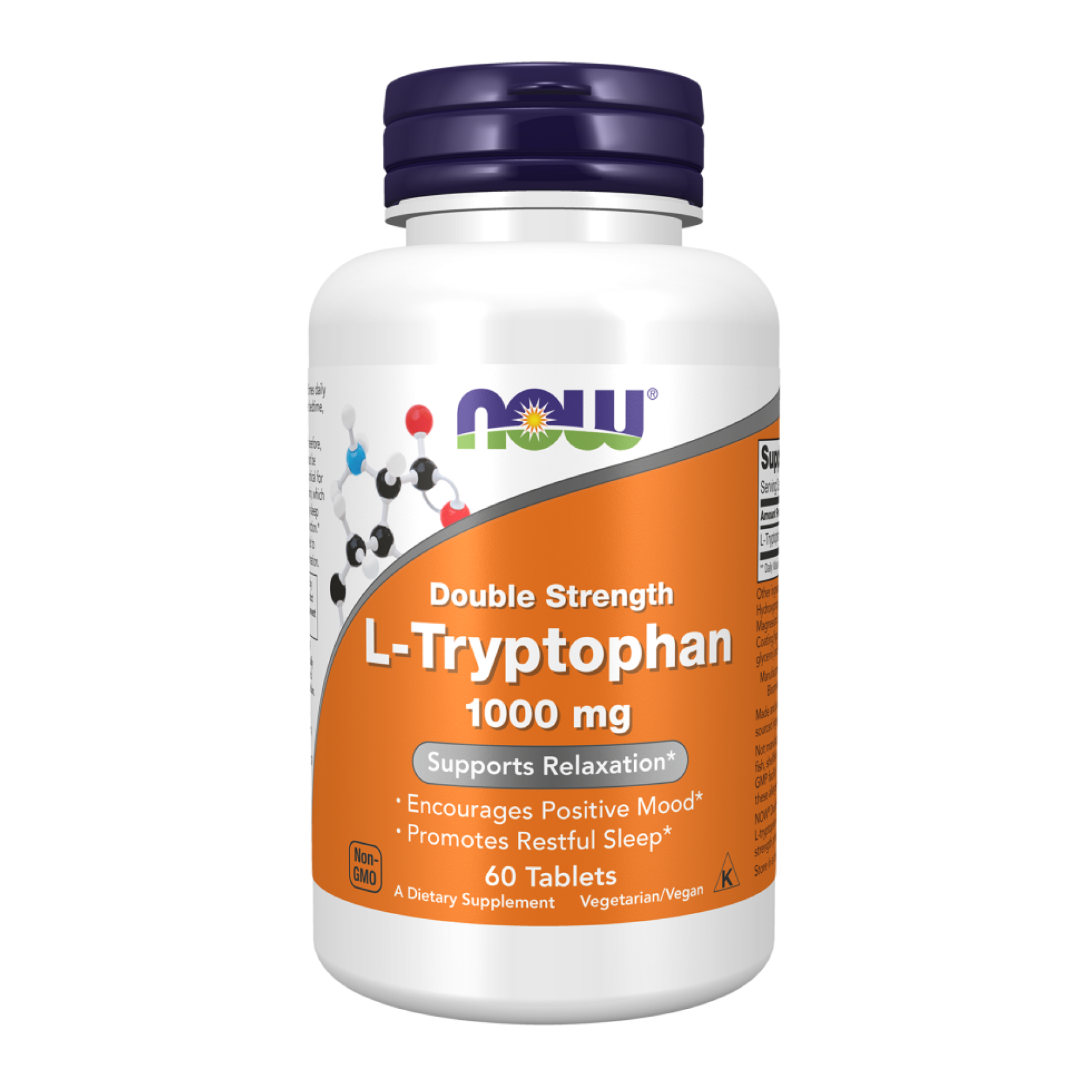 L-Триптофан, Now Foods L-Tryptophan Double Strength, 1000 мг, 60 таблеток