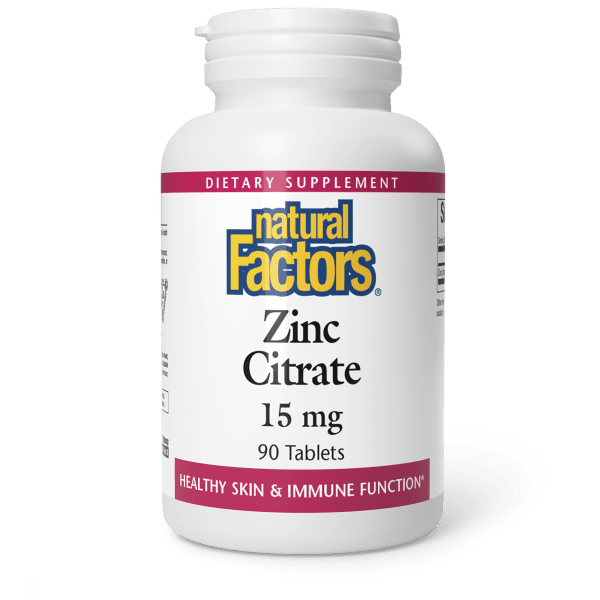 Цитрат цинку, Natural Factors Zinc Citrate, 15 мг, 90 таблеток