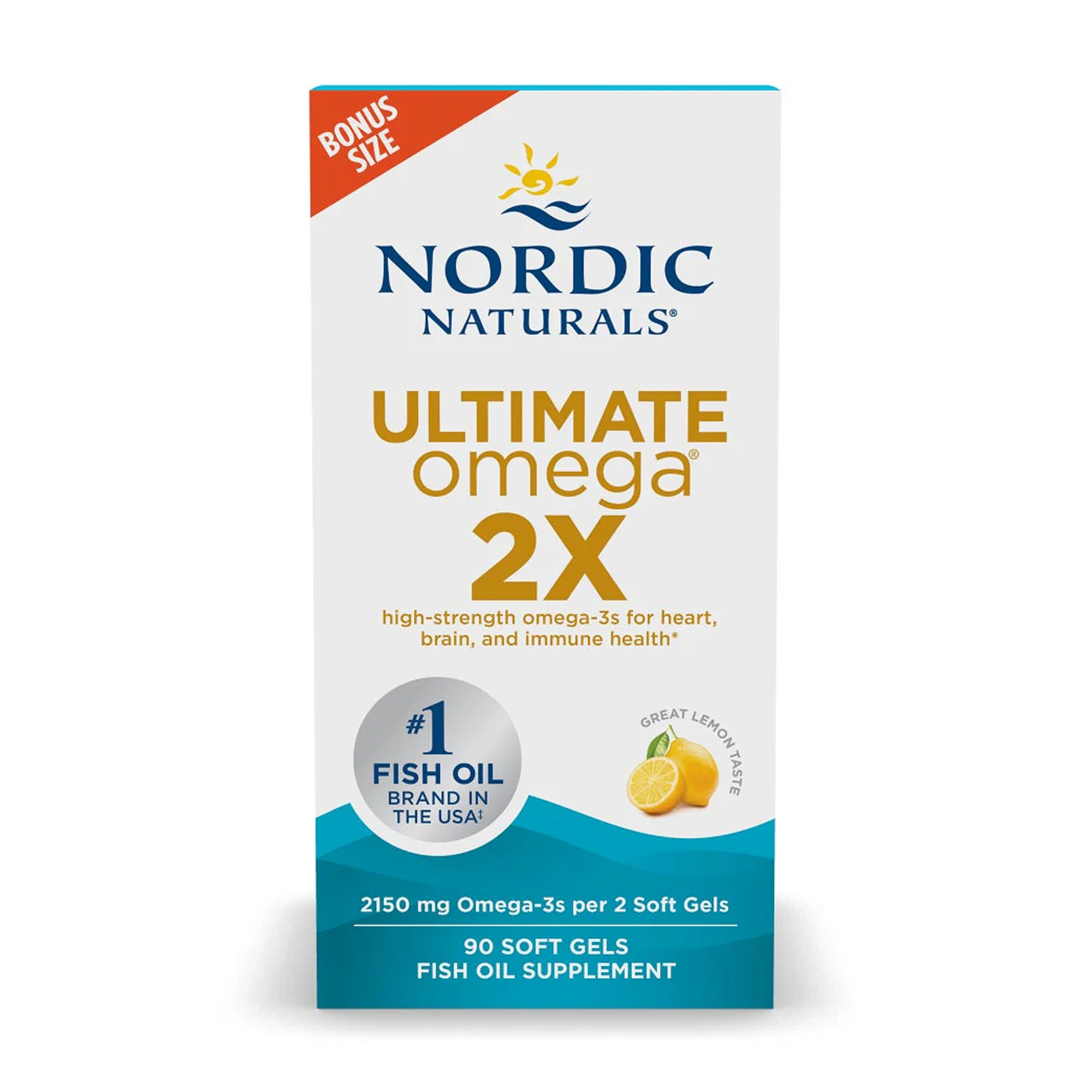 Омега 2X, Ultimate Omega 2X, Nordic Naturals, 2150 мг, 90 гелевих капсул