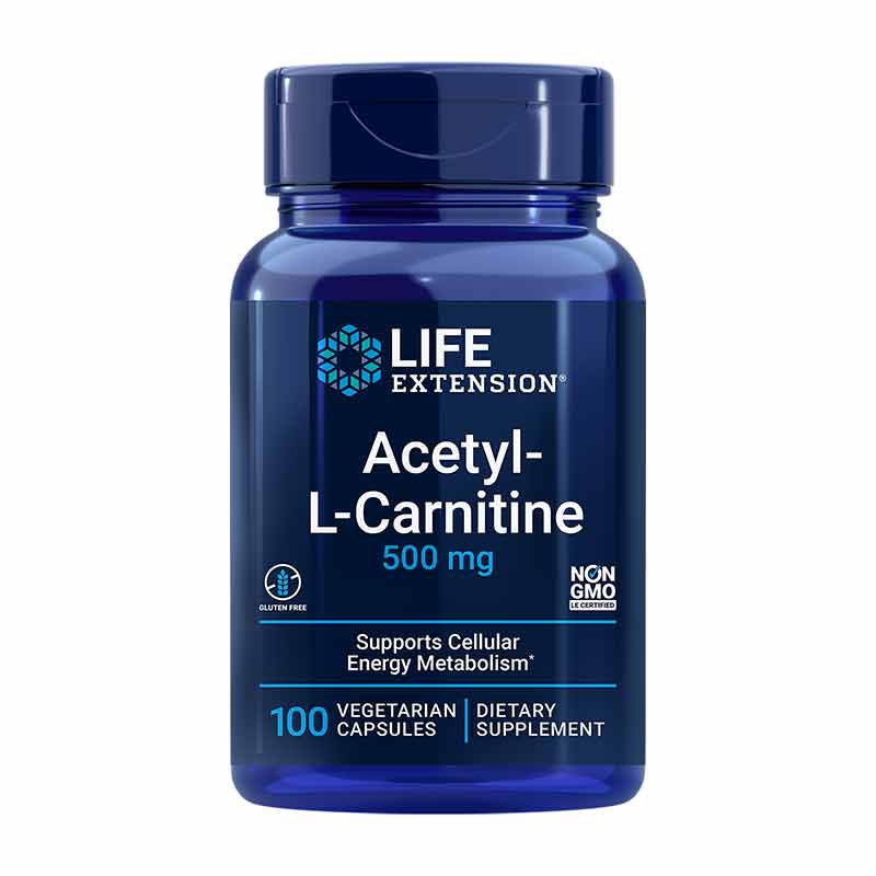 Ацетил L-карнітин, Life Extension Acetyl-L-Carnitine, 500 мг, 100 вегетаріанських капсул