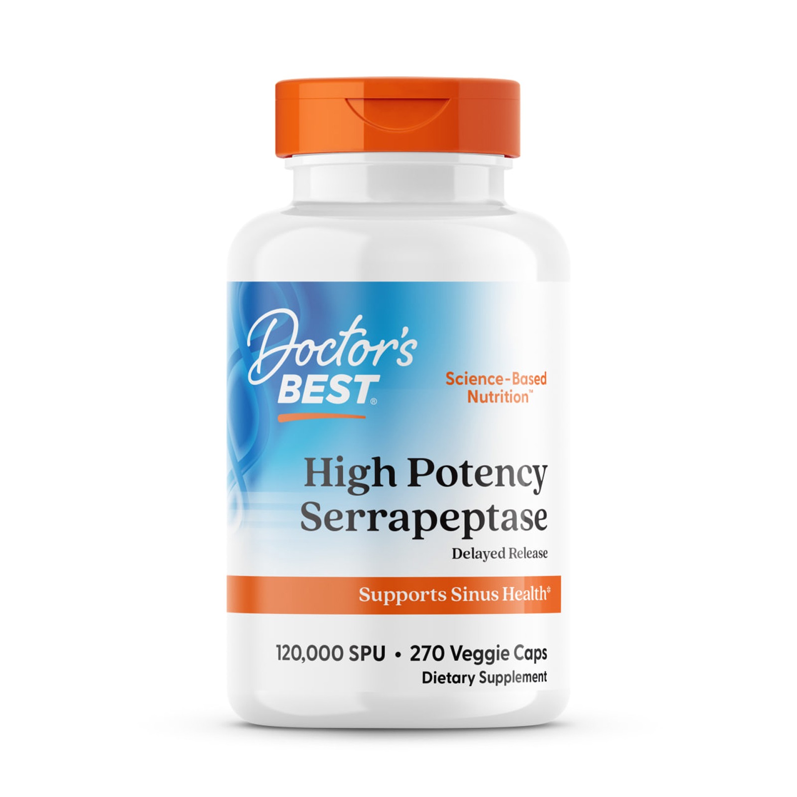 Серрапептаза високої ефективності, Doctor's Best High Potency Serrapeptase, 270 вегетаріанських капсул