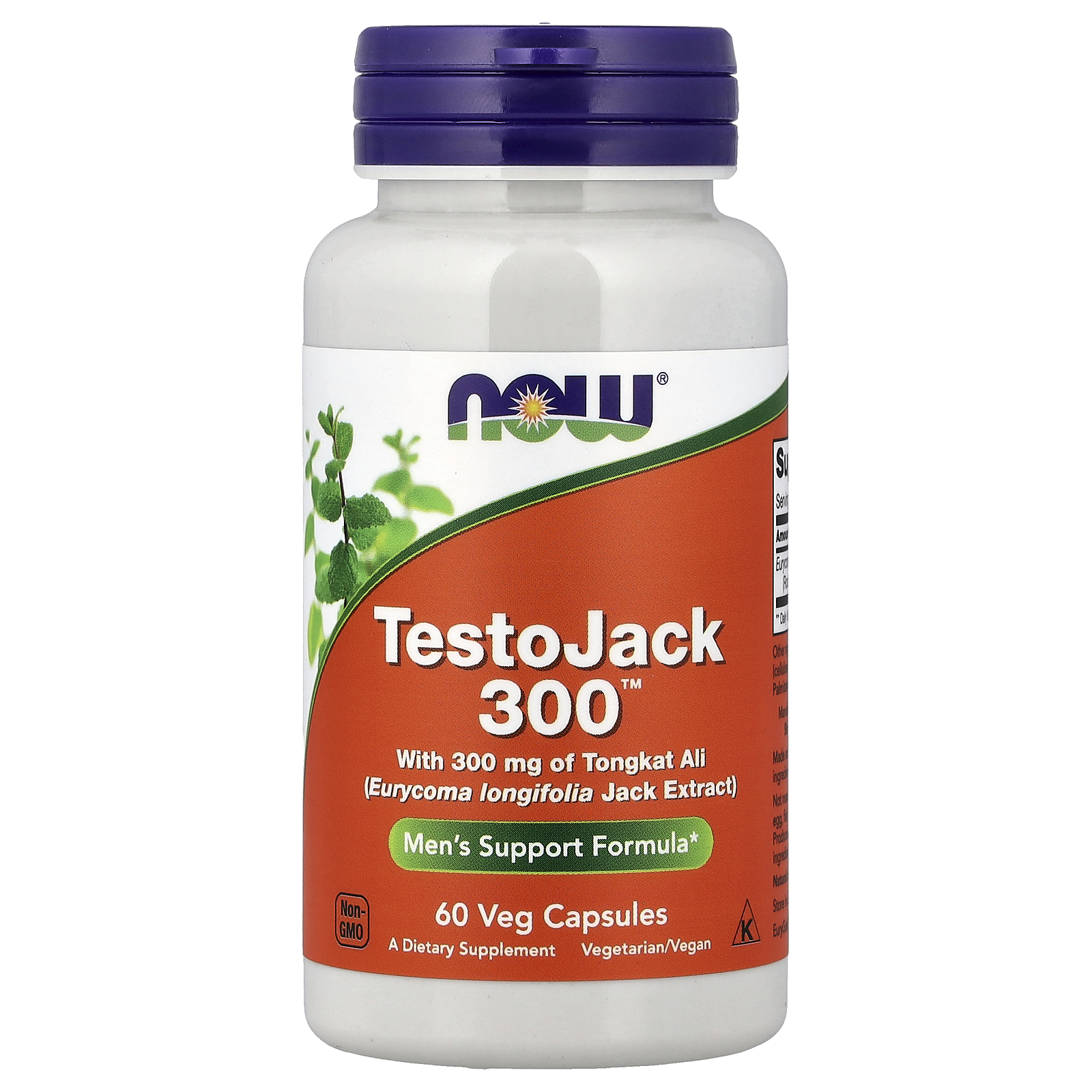 Тестостероновий бустер, Now Foods Testo Jack 300, 60 вегетаріанських капсул
