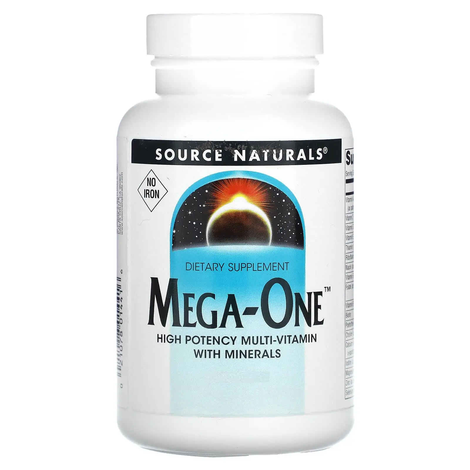 Мультивітаміни та мінерали без заліза, Source Naturals Mega-One Multiple No Iron, 30 таблеток