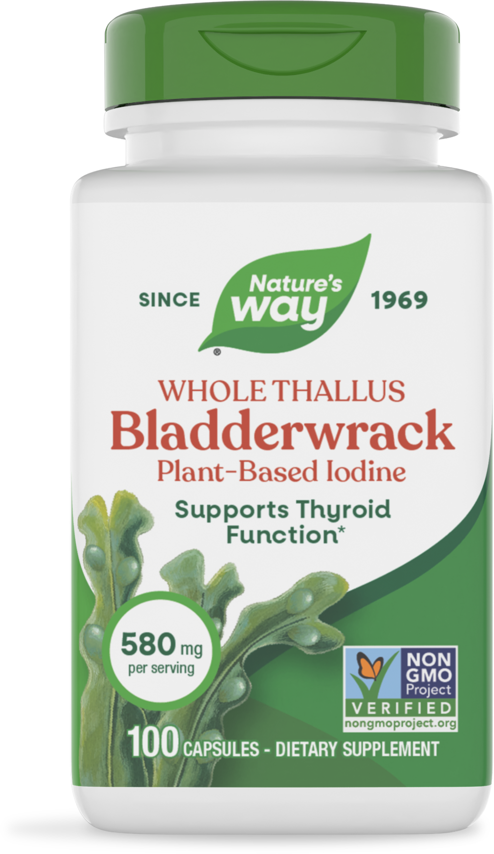 Ламінарія та йод, Nature's Way Bladderwrack, 580 мг, 100 вегетаріанських капсул