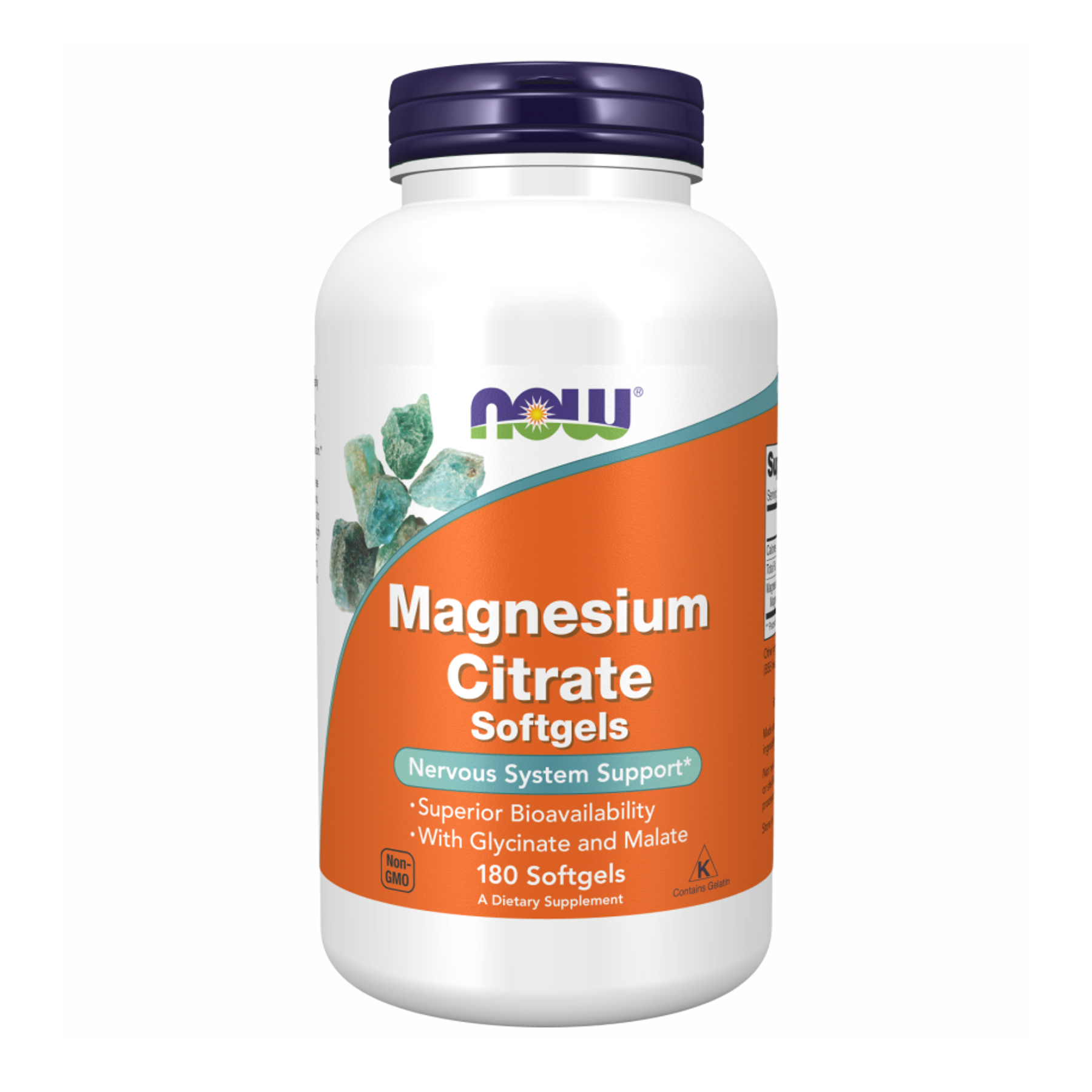 Магній цитрат, Now Foods Magnesium Citrate, 134 мг, 180 м'яких капсул