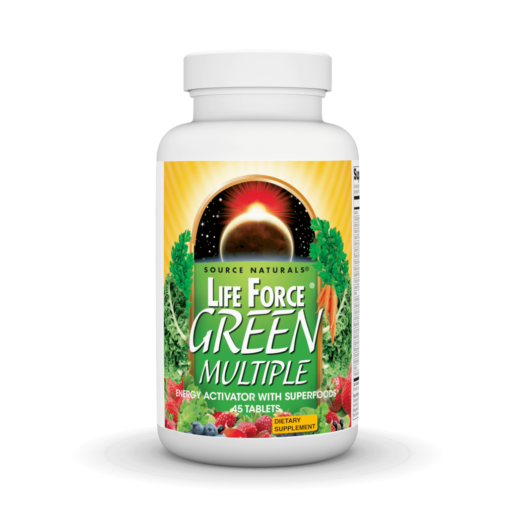 Мультивітаміни, активатор енергії із суперпродуктами, Source Naturals Life Force Green Multiple, 45 таблеток