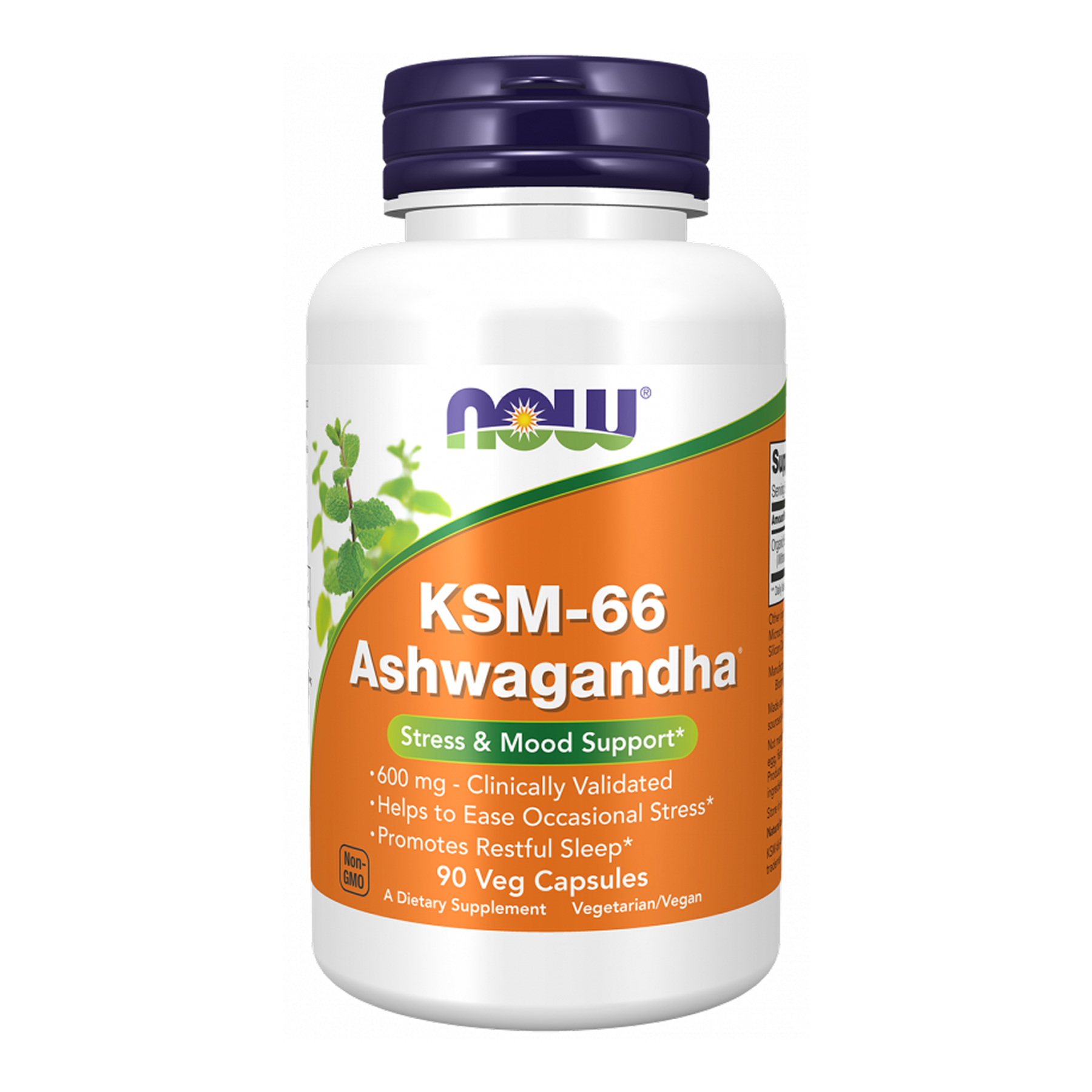 Ашваганда, Now Foods KSM-66 Ashwagandha, 600 мг, 90 вегетаріанських капсул