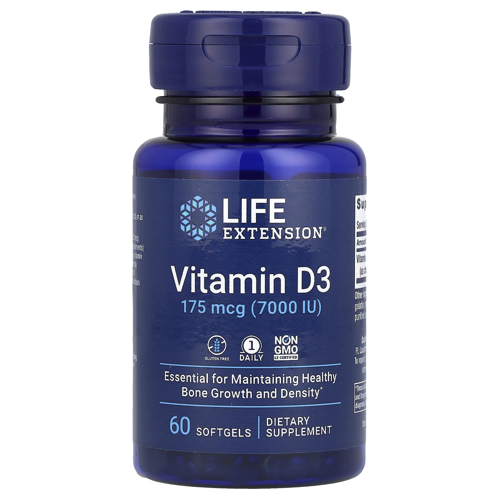 Вітамін D3, Life Extension Vitamin D3, 7000 МО, 60 м'яких капсул