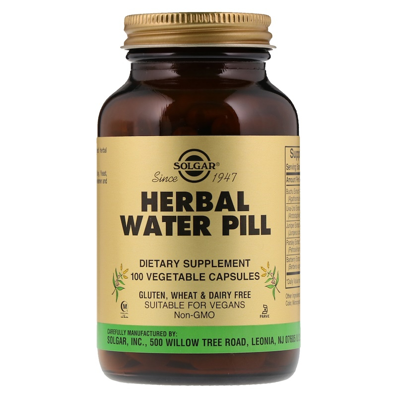 Сечогінний засіб, Solgar Herbal Water Pill, 100 вегетаріанських капсул