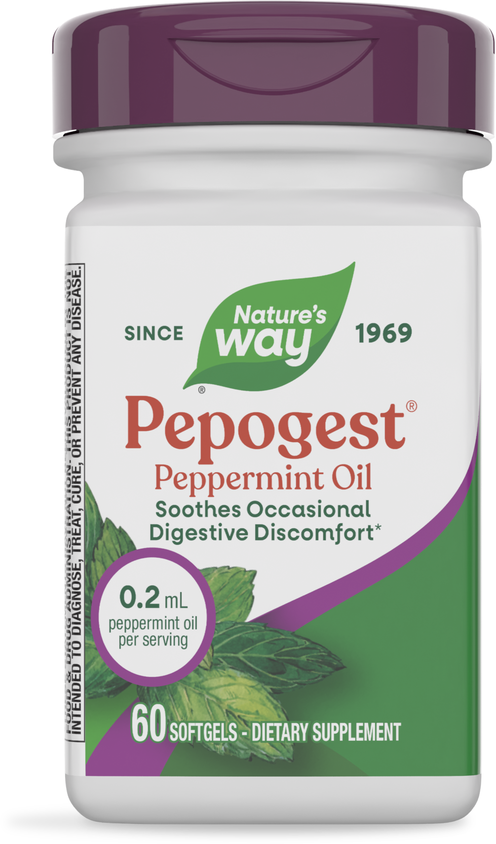 Масло м'яти, Peppermint Oil, Nature's Way, 0.2 мг, 60 капсул