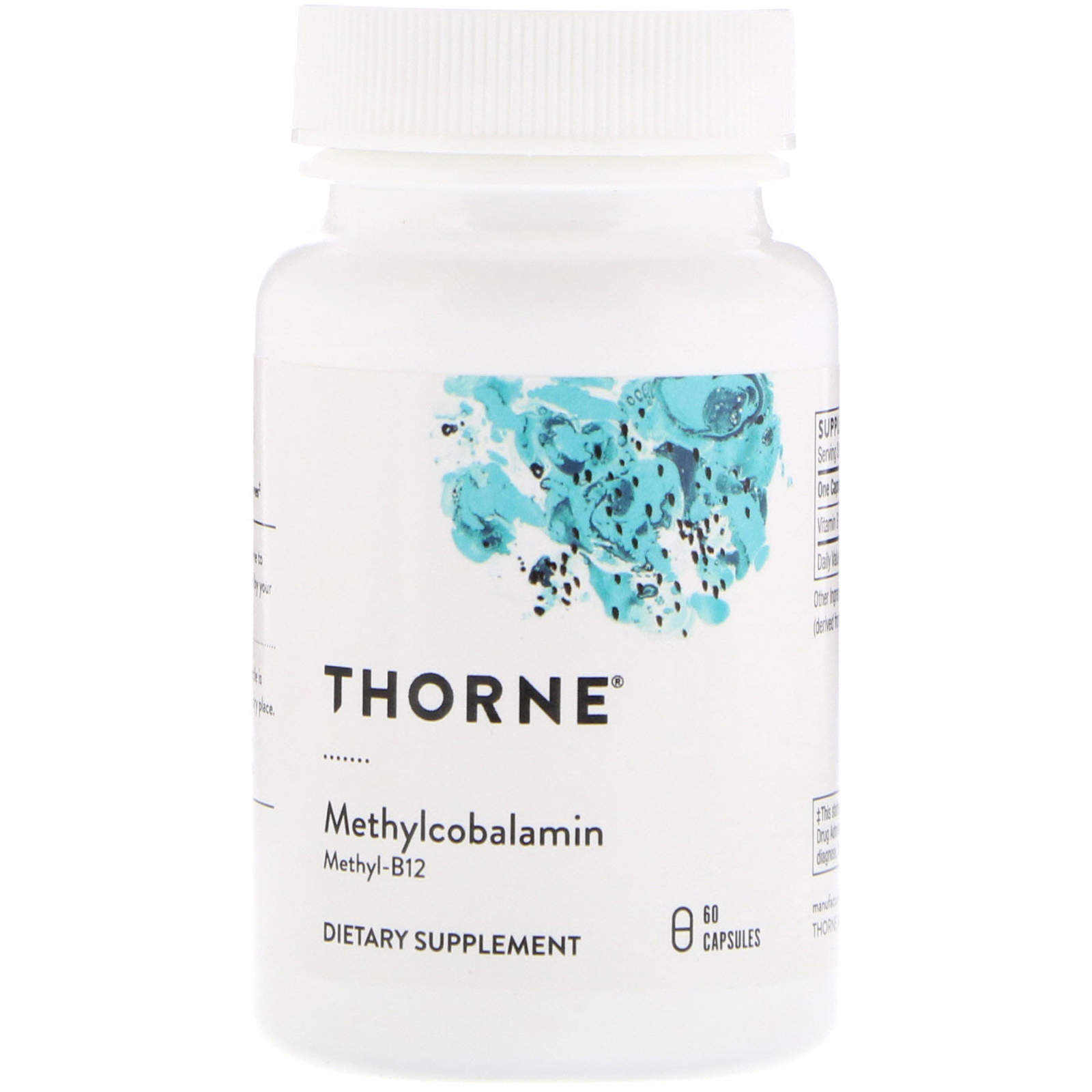 Вітамін B12 (метилкобаламін), Thorne Research Methylcobalamin, 1000 мкг, 60 вегетаріанських капсул