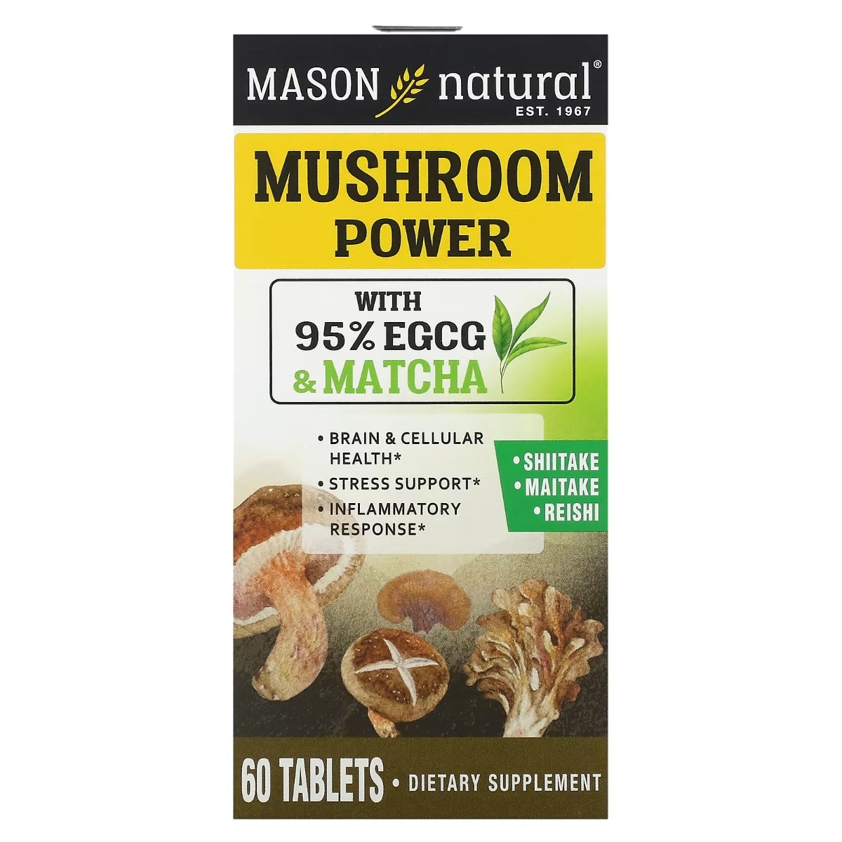 Гриби для здоров'я мозку та клітин, Mason Natural Mushroom Power, 60 таблеток