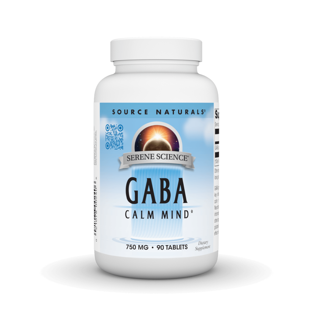 ГАМК для підтримки нервової системи, Source Naturals GABA, 750 мг, 90 таблеток
