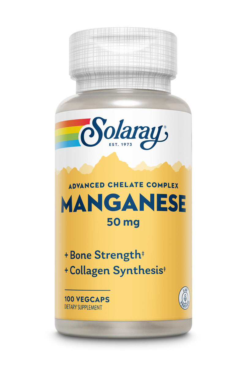 Марганець, Solaray Manganese, 50 мг, 100 вегетаріанських капсул