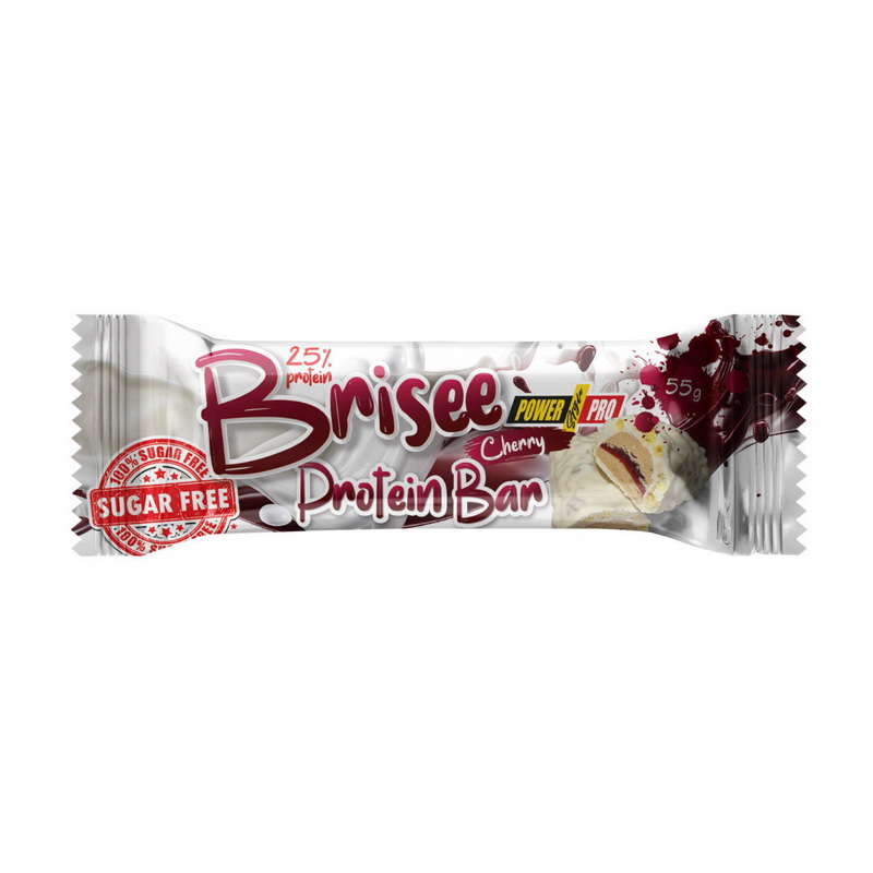 Протеїновий батончик, Power Pro Brisee Protein Bar 25% sugar free, 55 г (Вишня)