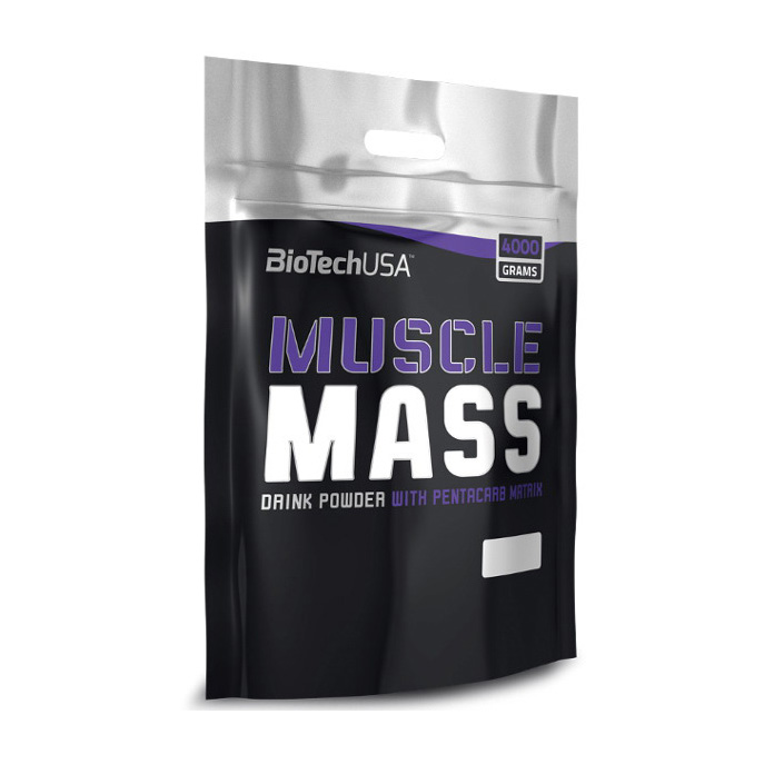 Гейнер для набору маси, BioTech Muscle Mass, 4 кг (Полуниця)