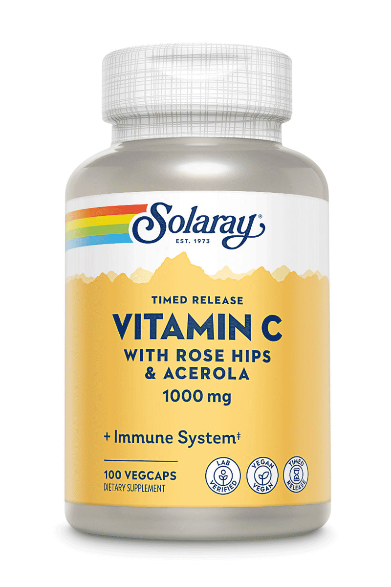 Вітамін C з шипшиною та ацеролою, Solaray Vitamin C with Rose Hips & Acerola, 1000 мг, 100 вегетаріанських капсул