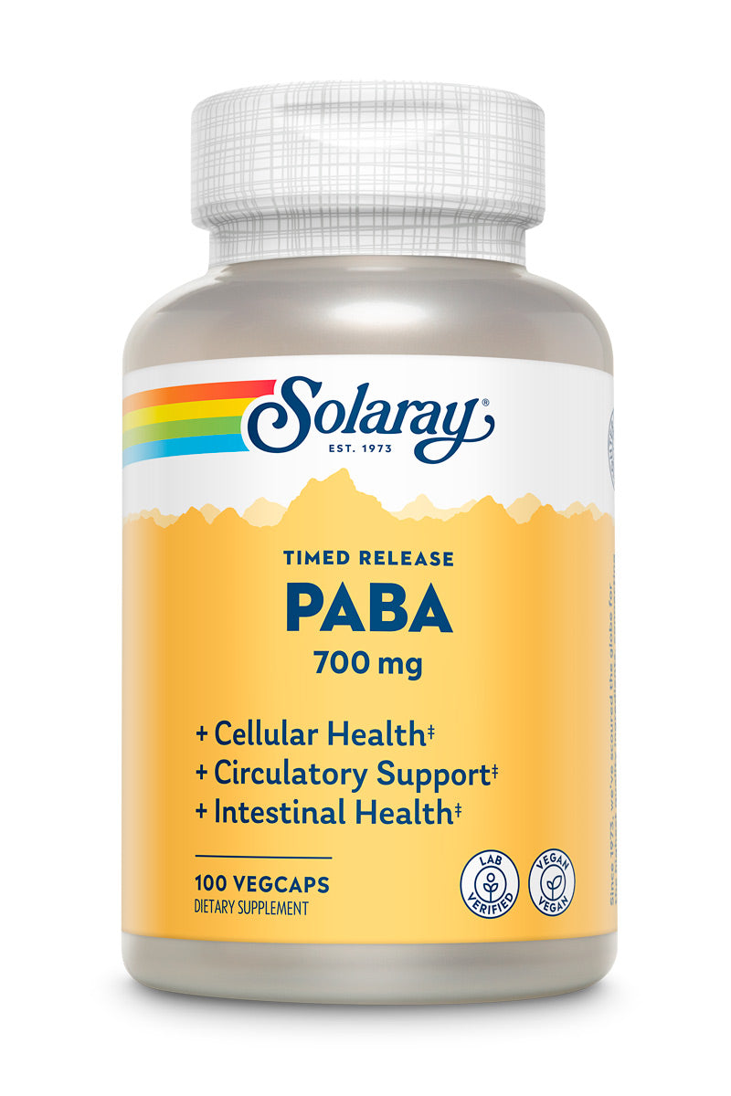 ПАБК (пара-амінобензойна кислота), Solaray PABA, 700 мг, 100 вегетаріанських капсул