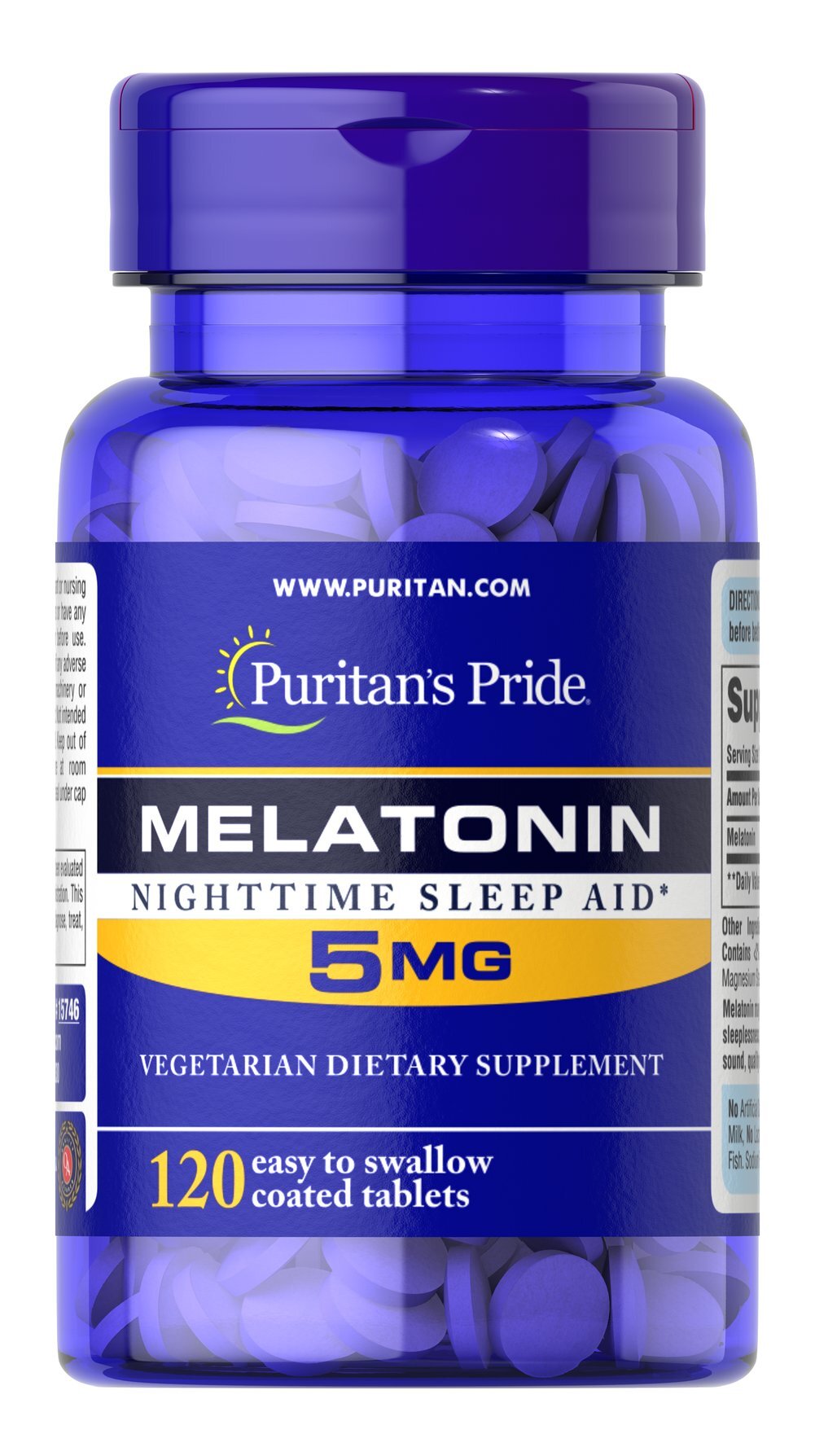 Мелатонін, Puritan's Pride Extra Strength Melatonin, 5 мг, 120 таблеток