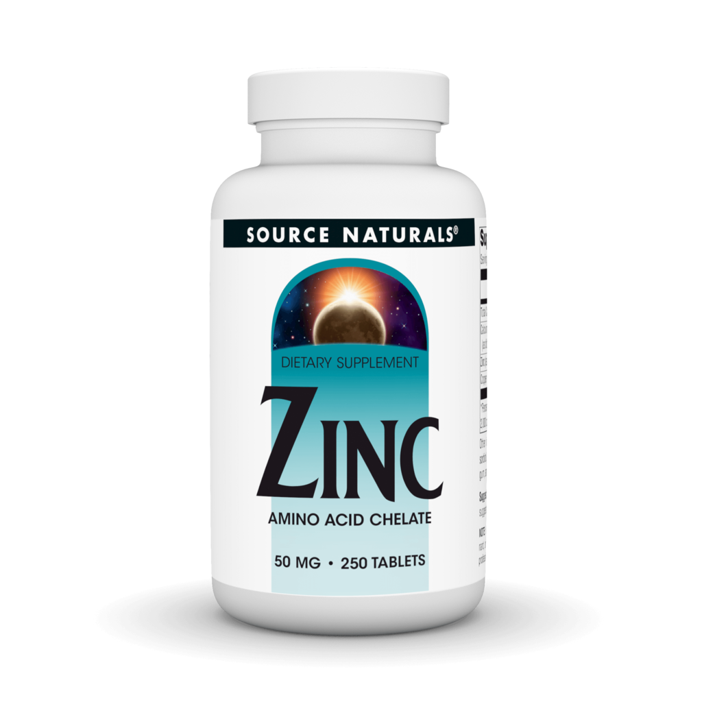 Цинк хелат, Source Naturals Zinc Chelate, 50 мг, 250 таблеток