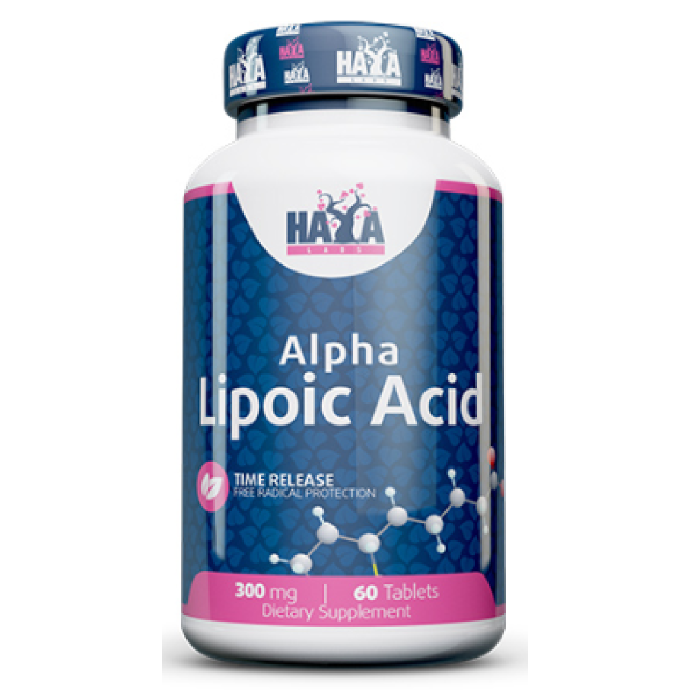 Альфа-ліпоєва кислота, Haya Labs Alpha Lipoic Acid (Time Release), 300 мг, 60 таблеток з уповільненим вивільненням