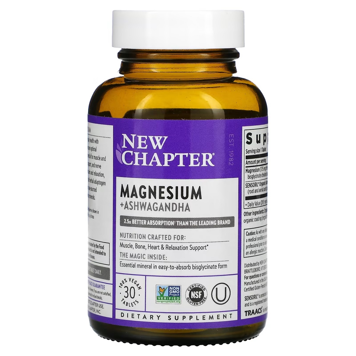 Магній та ашваганда, New Chapter Magnesium + Ashwagandha, 30 таблеток