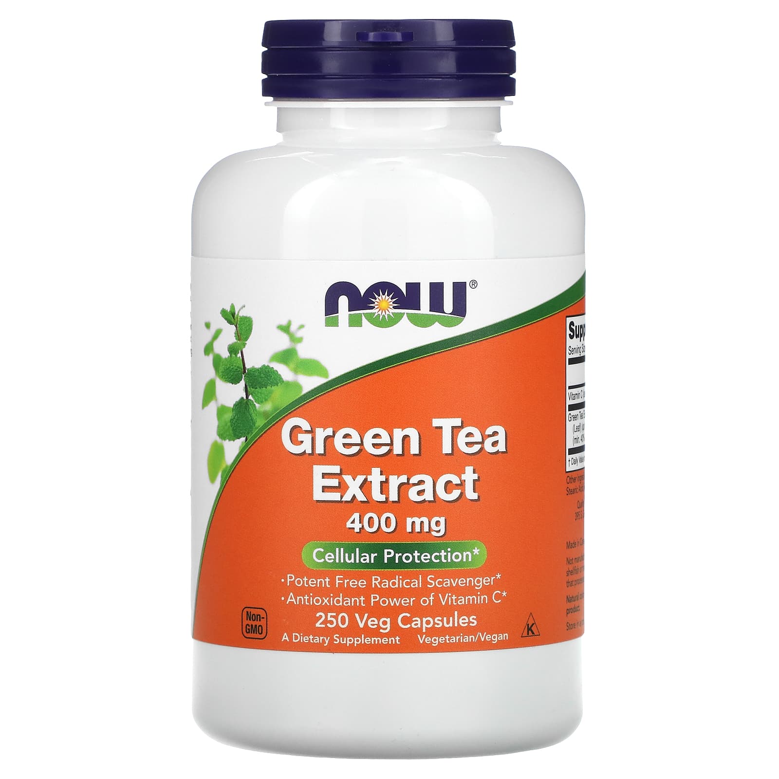 Екстракт зеленого чаю, Now Foods Green Tea Extract, 400 мг, 250 вегетаріанських капсул