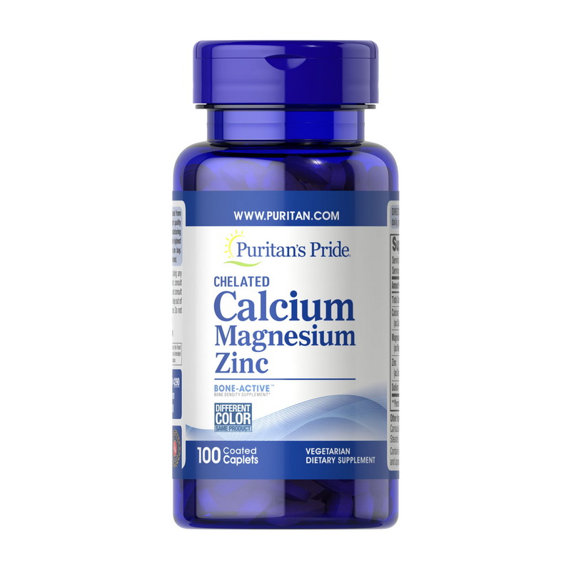 Мультимінеральний комплекс кальцію, магнію та цинку, Puritan's Pride Chelated Calcium Magnesium Zinc, 100 капсул