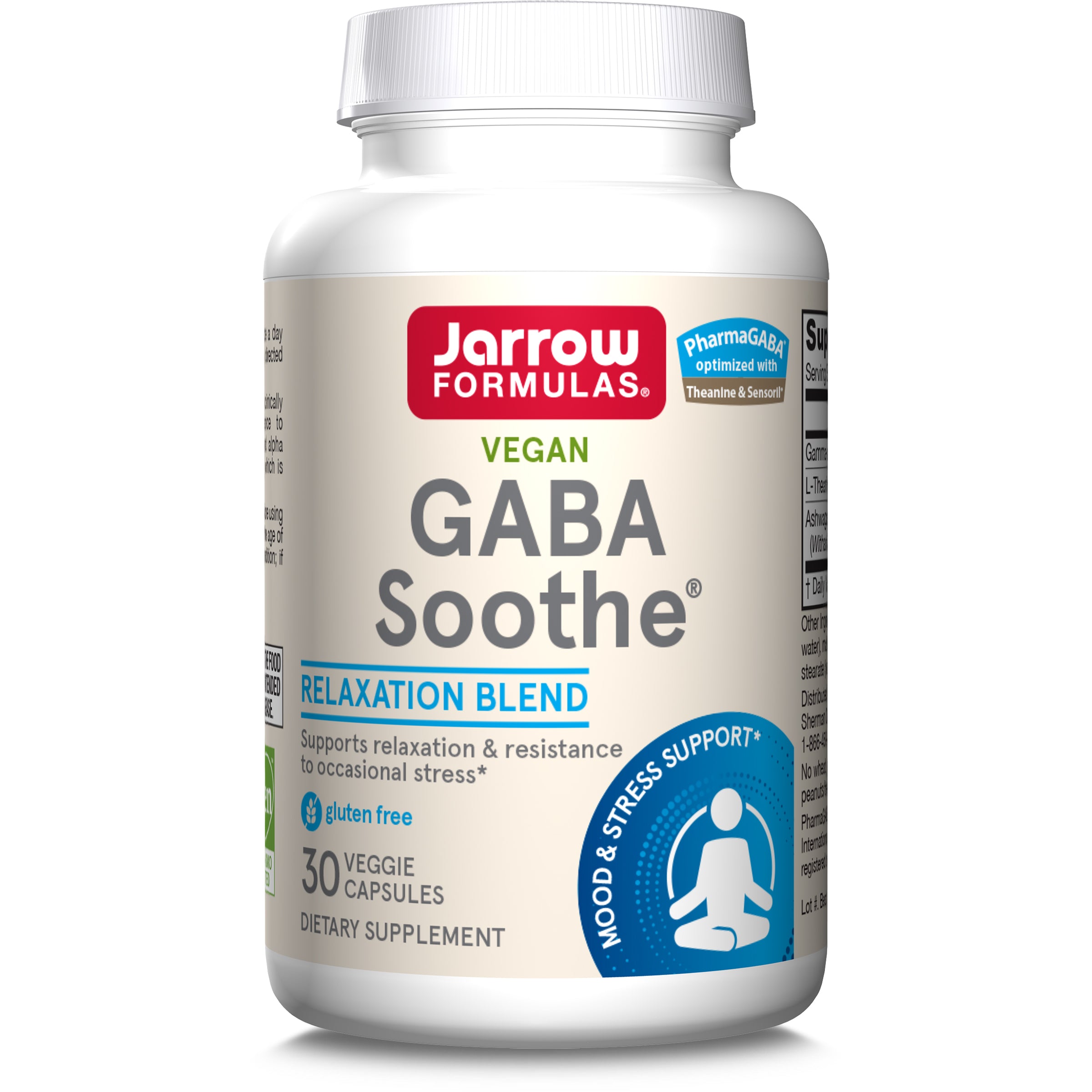 ГАМК (гамма-аміномасляна кислота), Jarrow Formulas GABA Soothe, 100 мг, 30 вегетаріанських капсул