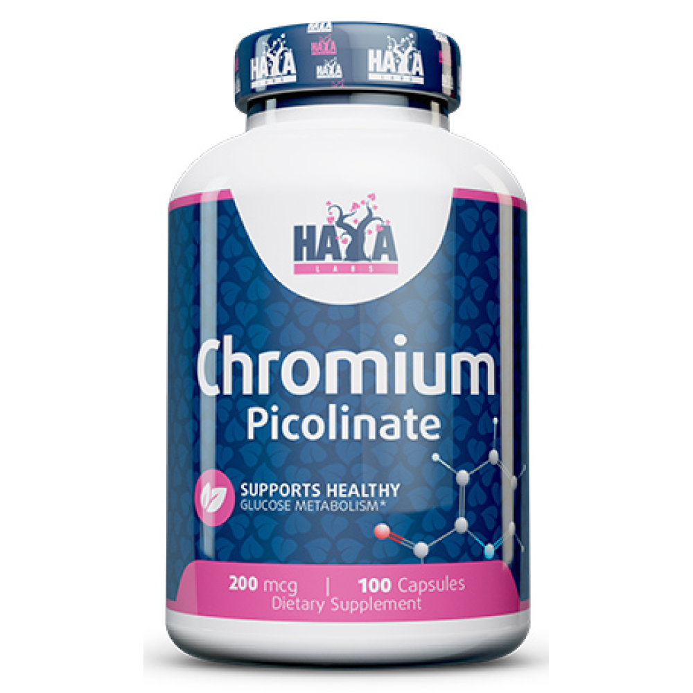 Хром піколінат, Haya Labs Chromium Picolinate, 200 мкг, 100 капсул