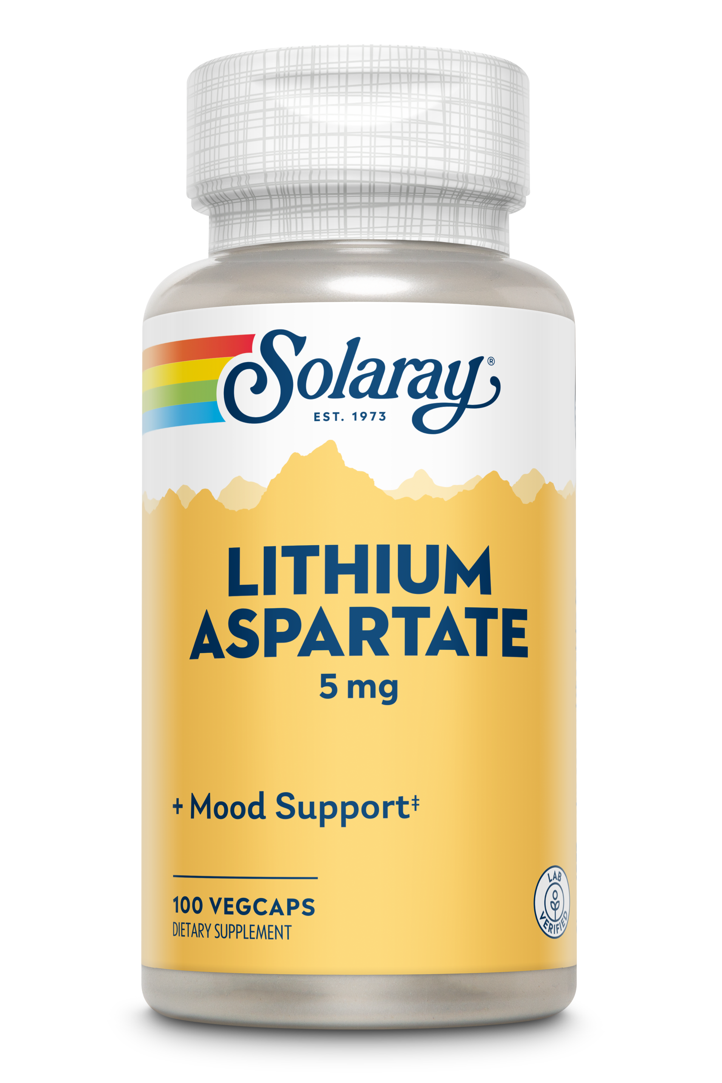 Літій, Solaray Lithium Aspartate, 5 мг, 100 вегетаріанських капсул