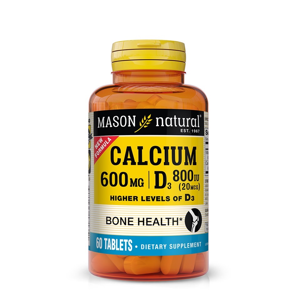 Кальцій з вітаміном D3, Mason Natural Calcium 600 mg with Vitamin D3 800 IU, 60 таблеток