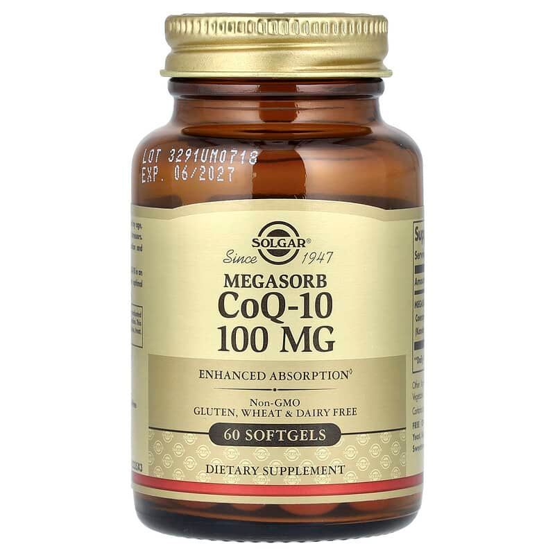 Коензим Q10, Solgar Megasorb CoQ-10, 100 мг, 60 м'яких капсул