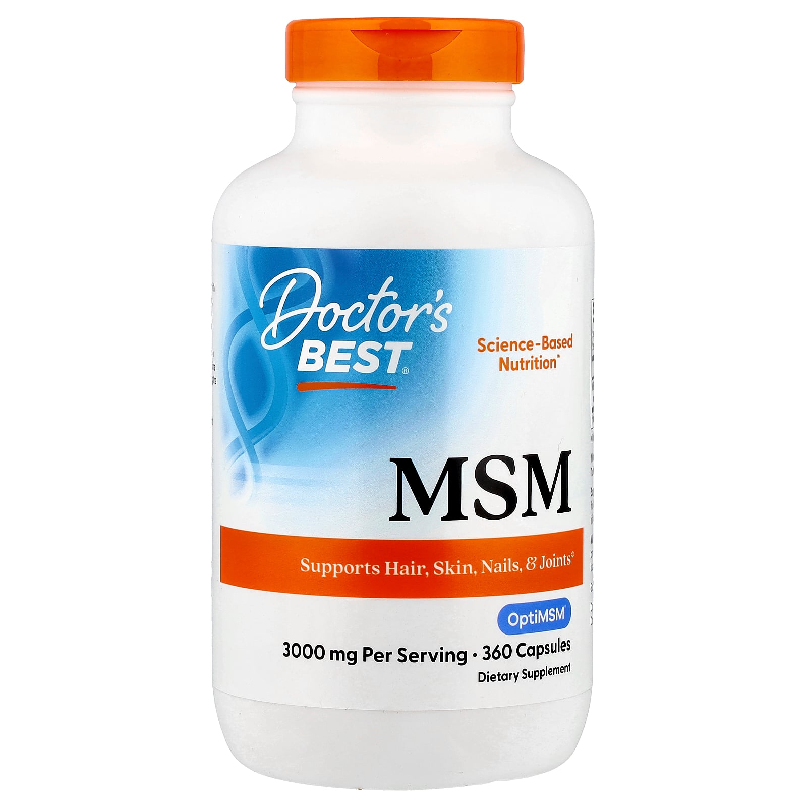 Метилсульфонілметан (МСМ), Doctor's Best MSM with OptiMSM, 3000 мг, 360 капсул