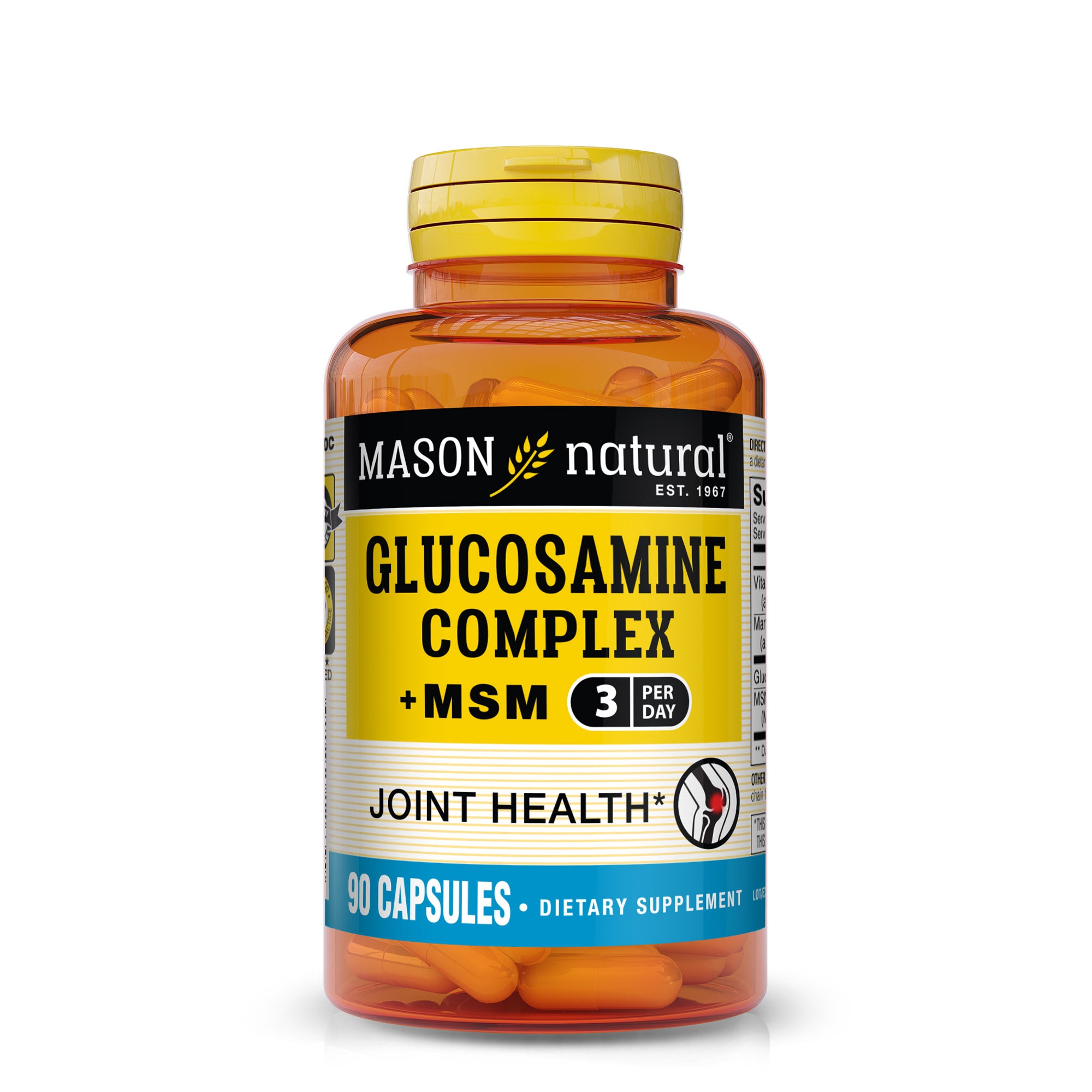 Комплекс глюкозаміну з МСМ для здоров'я суглобів, Mason Natural Glucosamine Complex + MSM, 90 капсул