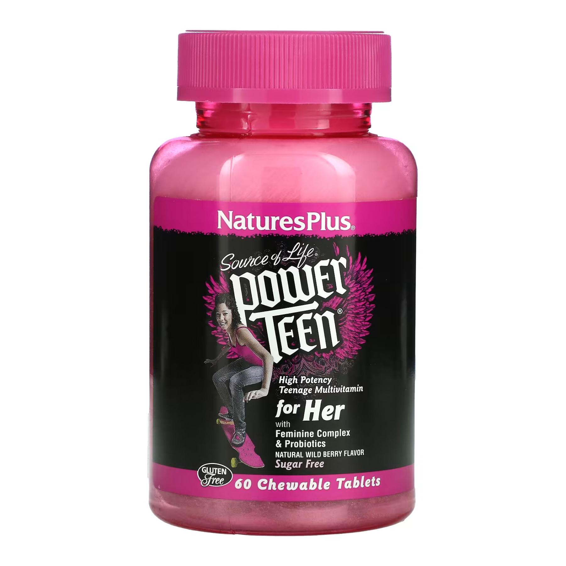 Мультивітаміни для підлітків, Natures Plus Power Teen for Her multivitamin, 60 таблеток (Лісові ягоди)