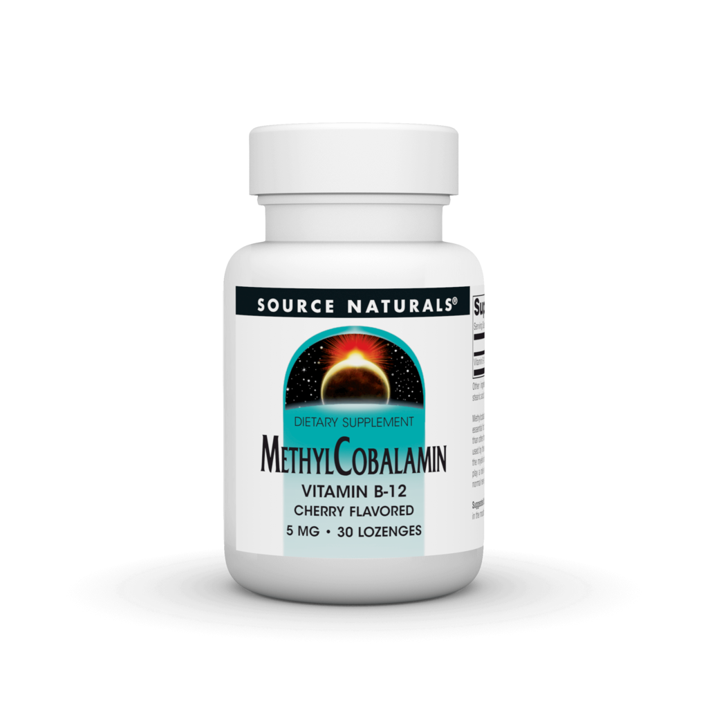 Метилкобаламін вітамін B12, Source Naturals MethylCobalamin Vitamin B12, 5 мг, 30 пастилок (Вишня)